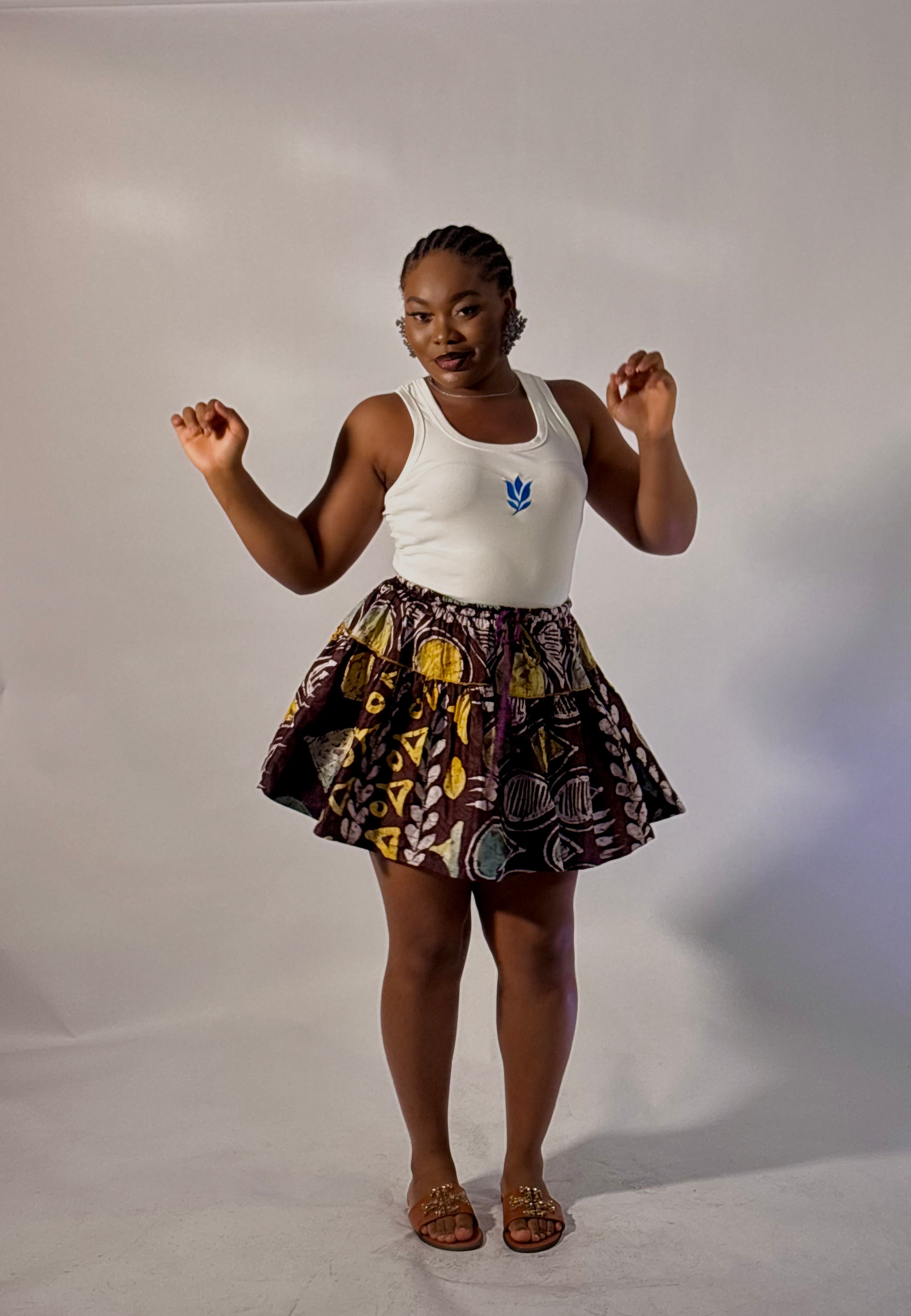 geometric print mini skirt