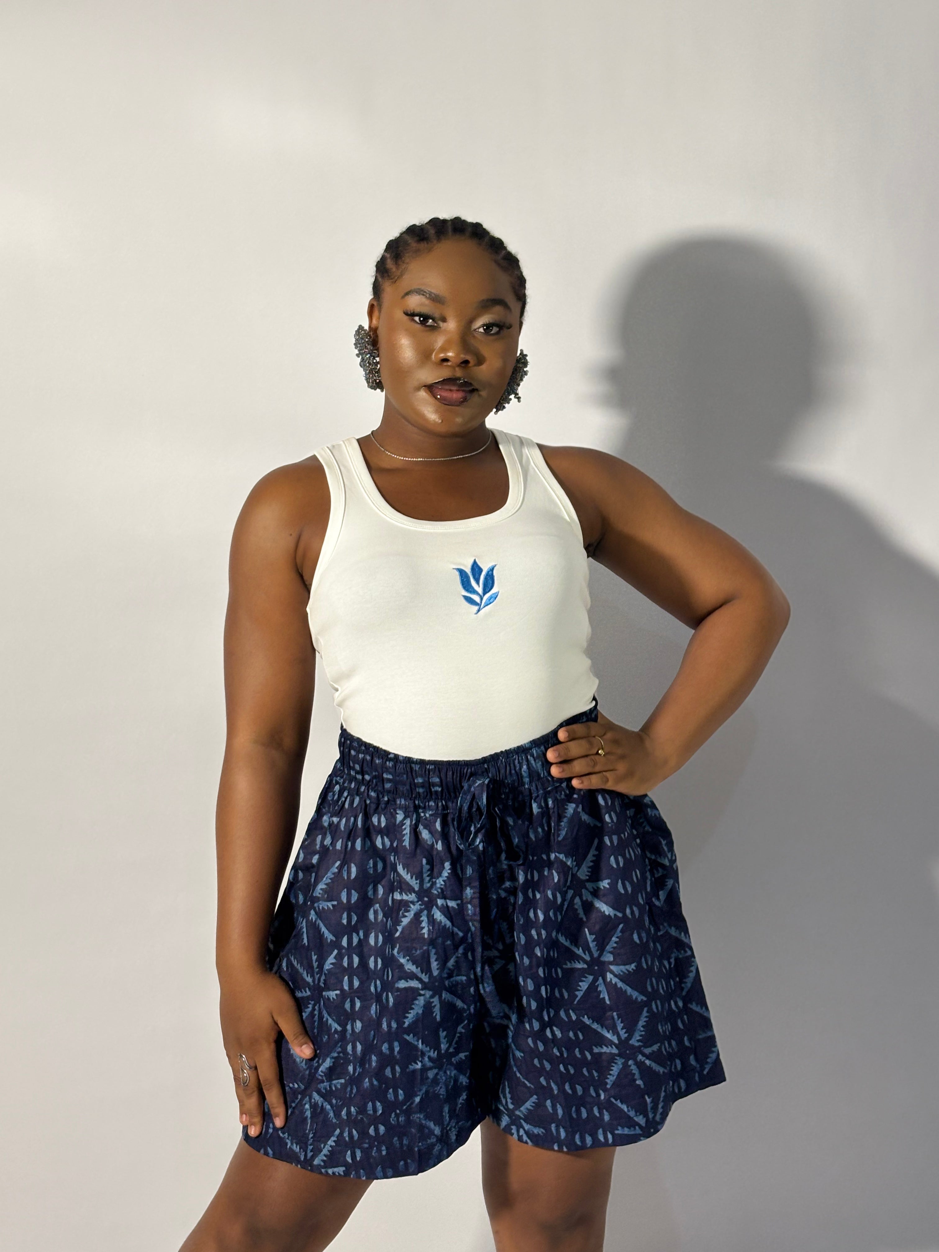 Ink blue floral shorts