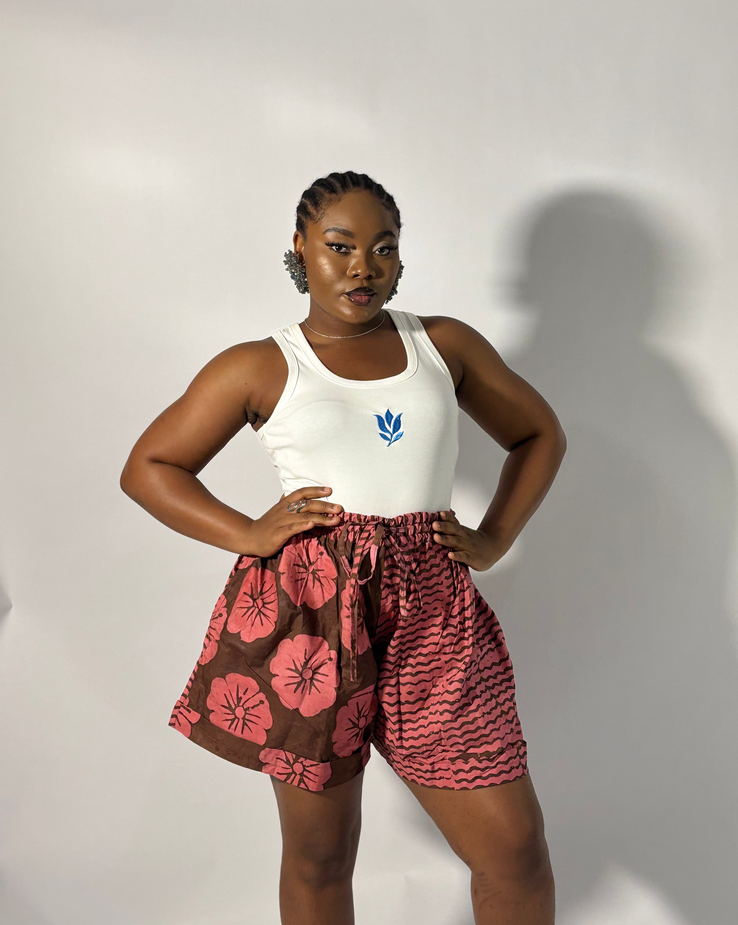 Multi print pink shorts